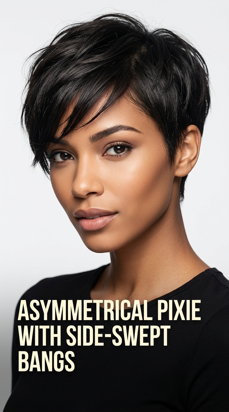 Asymmetrical Pixie with Side-Swept Bangs