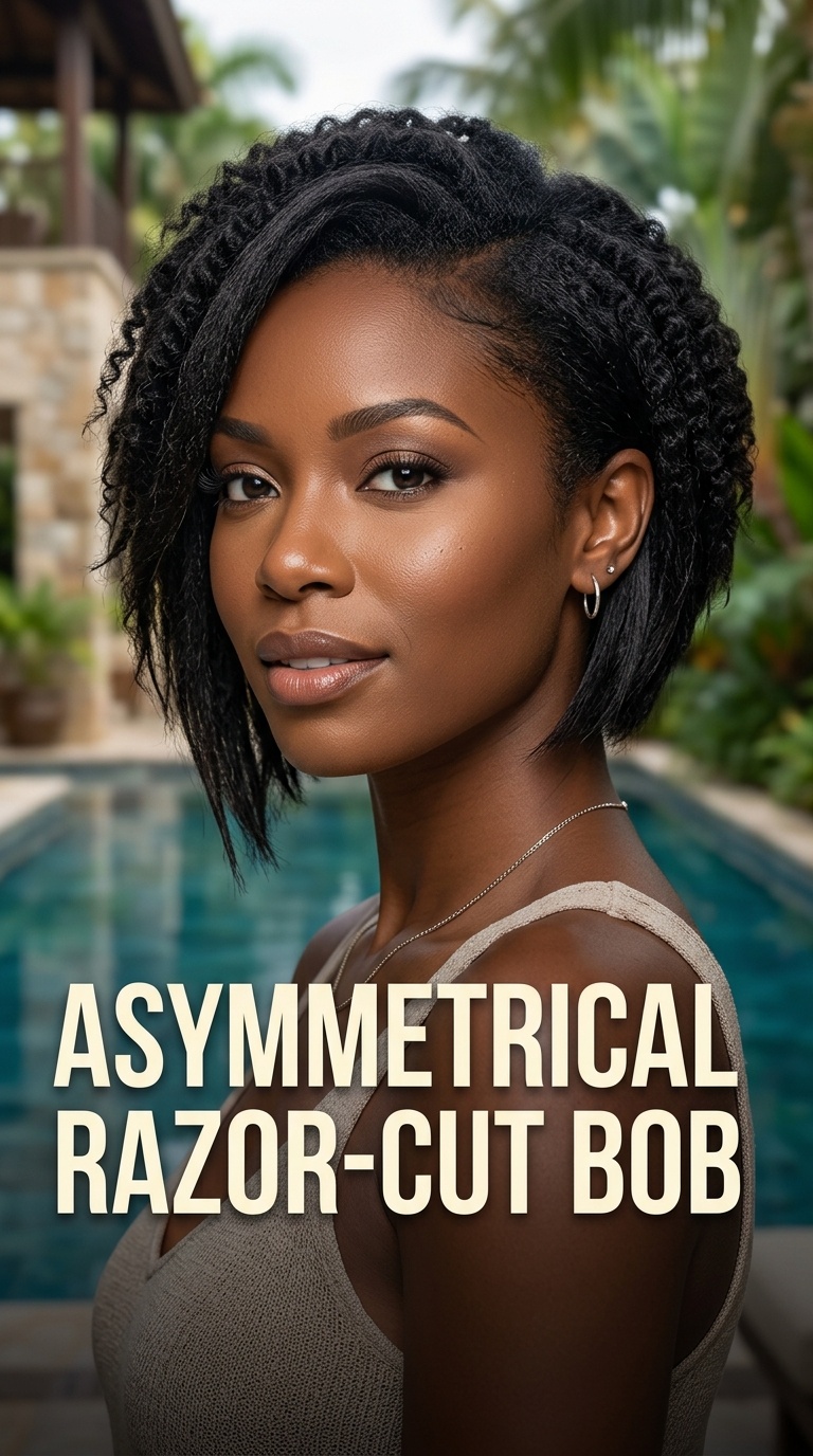 Asymmetrical Razor-Cut Bob