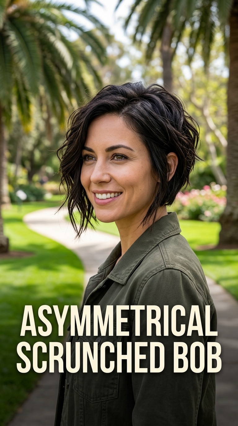 Asymmetrical Scrunched Bob