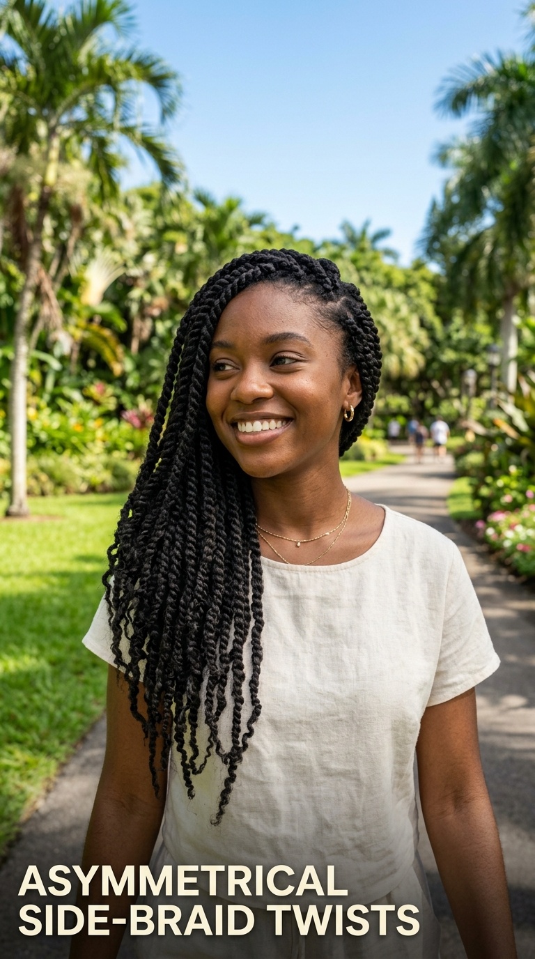 Asymmetrical Side-Braid Twists