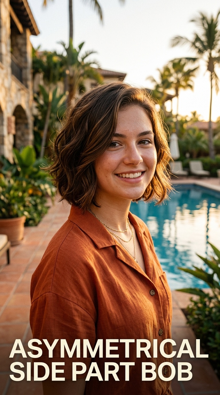 Asymmetrical Side Part Bob
