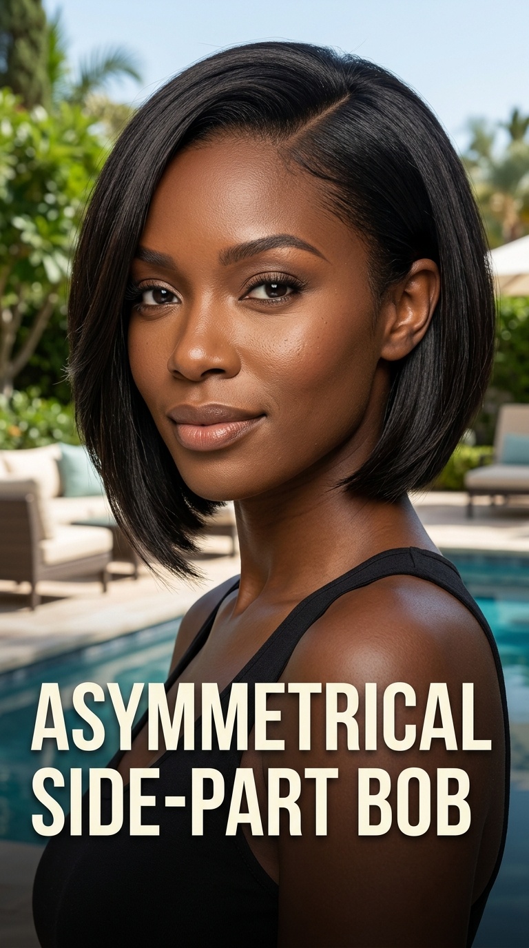 Asymmetrical Side-Part Bob