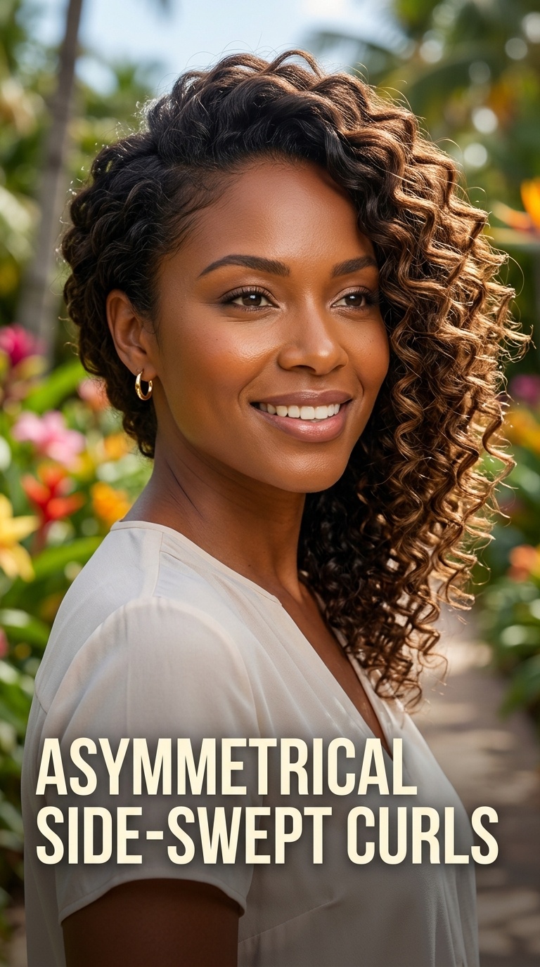 Asymmetrical Side-Swept Curls