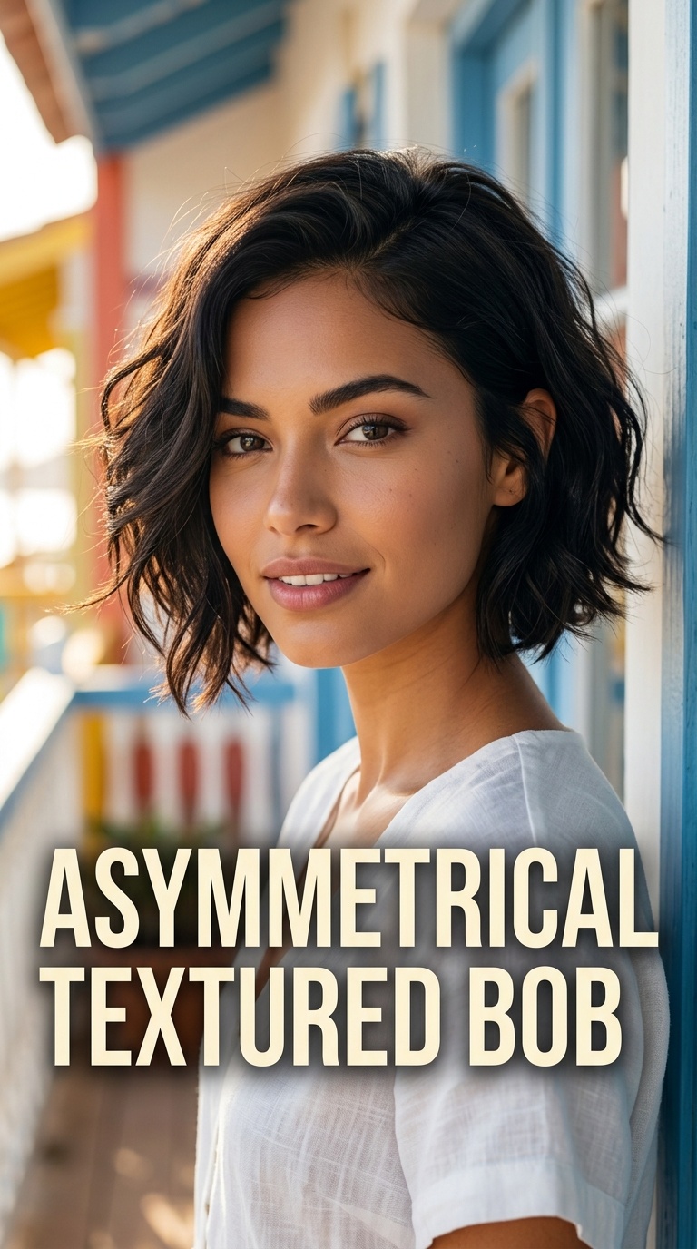 Asymmetrical Textured Bob
