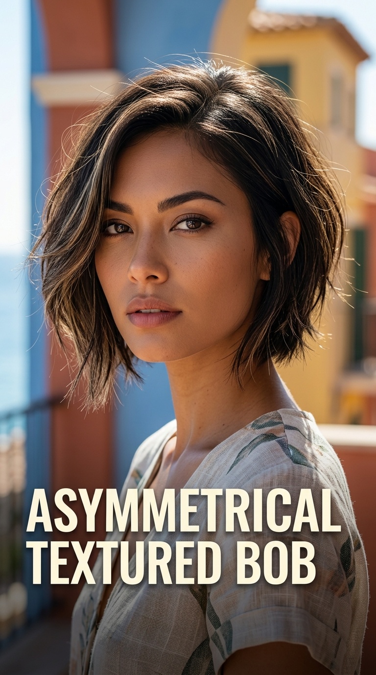 Asymmetrical Textured Bob
