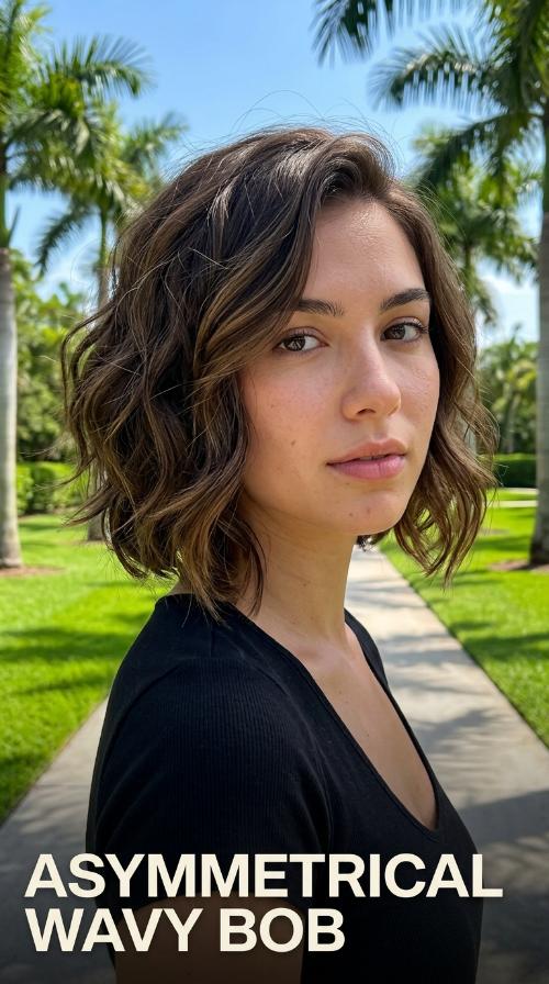 Asymmetrical Wavy Bob