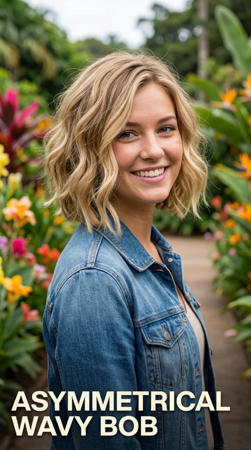 Asymmetrical Wavy Bob