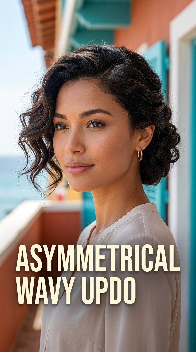 Asymmetrical Wavy Updo