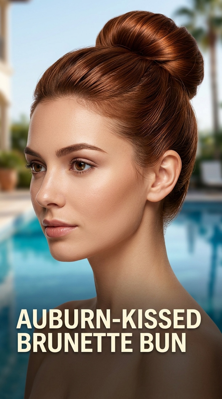 Auburn-Kissed Brunette Bun