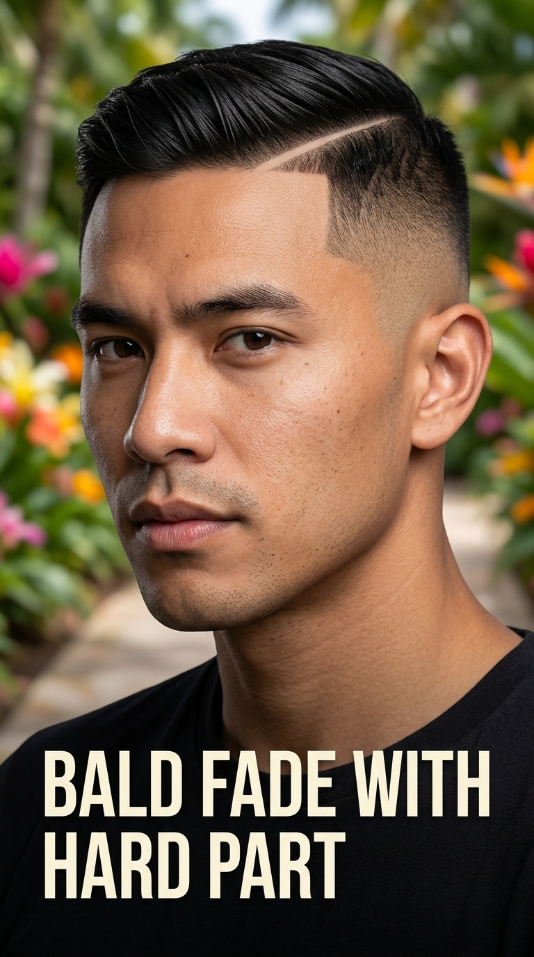 Bald Fade with Hard Part