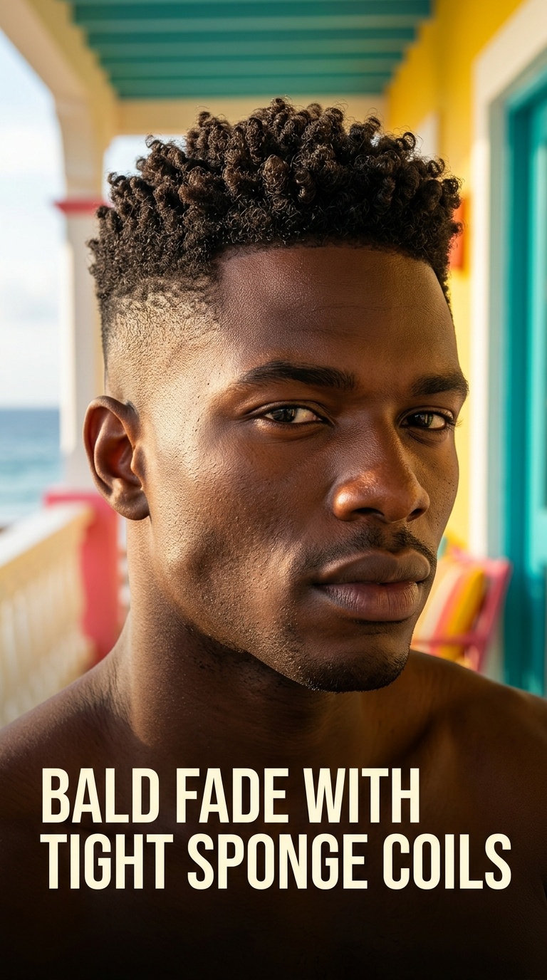 Bald Fade with Tight Sponge Coils