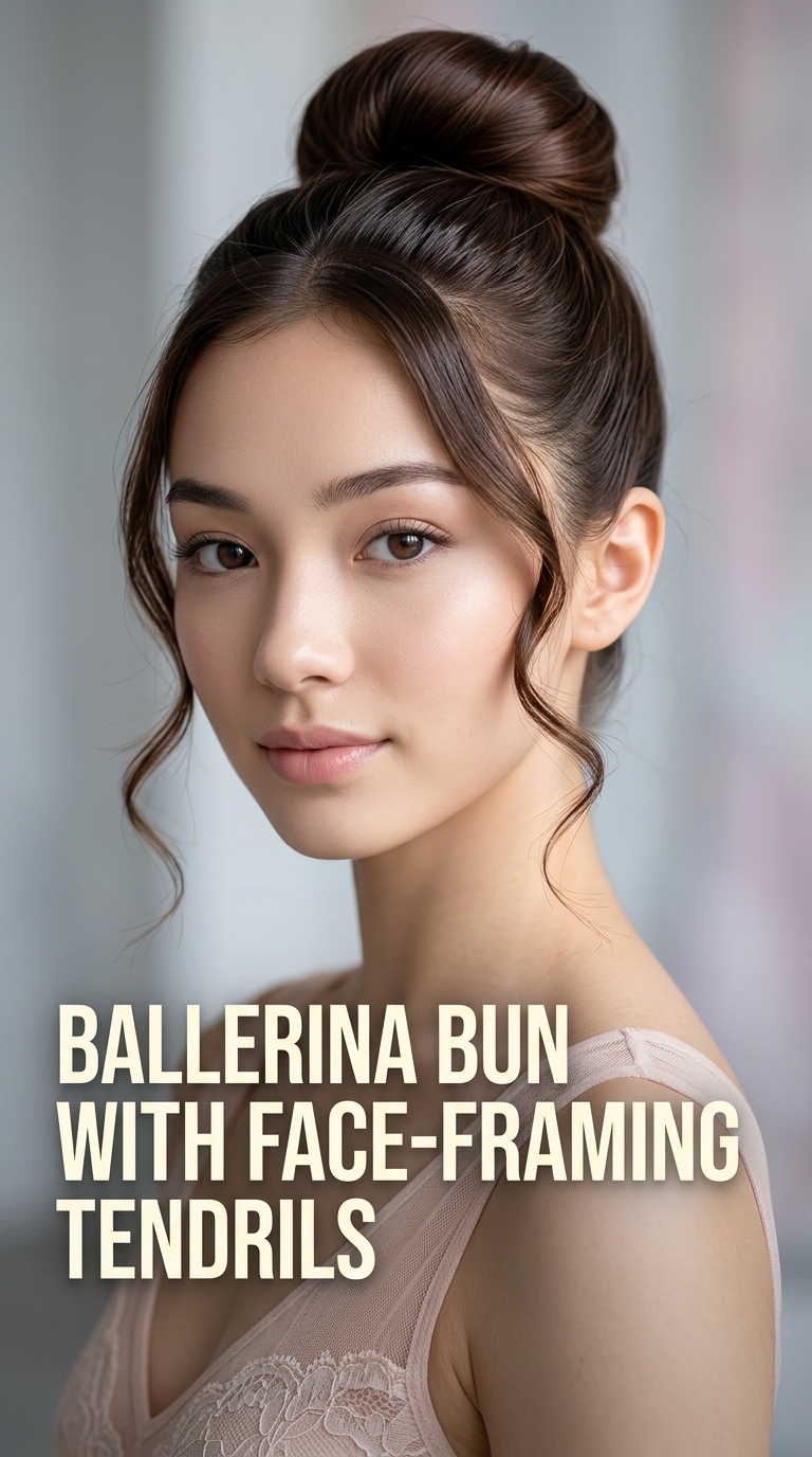 Ballerina Bun with Face-Framing Tendrils