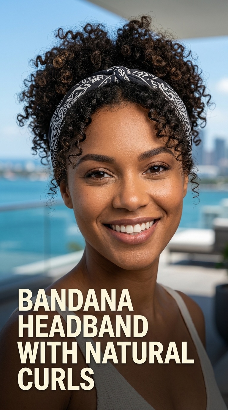 Bandana Headband with Natural Curls