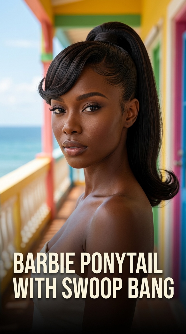 Barbie Ponytail with Swoop Bang