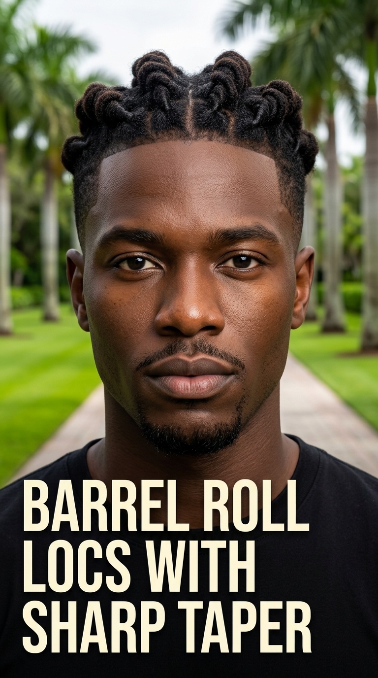 Barrel Roll Locs with Sharp Taper