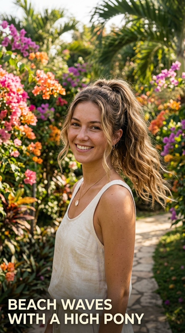 Beach Waves with a High Pony