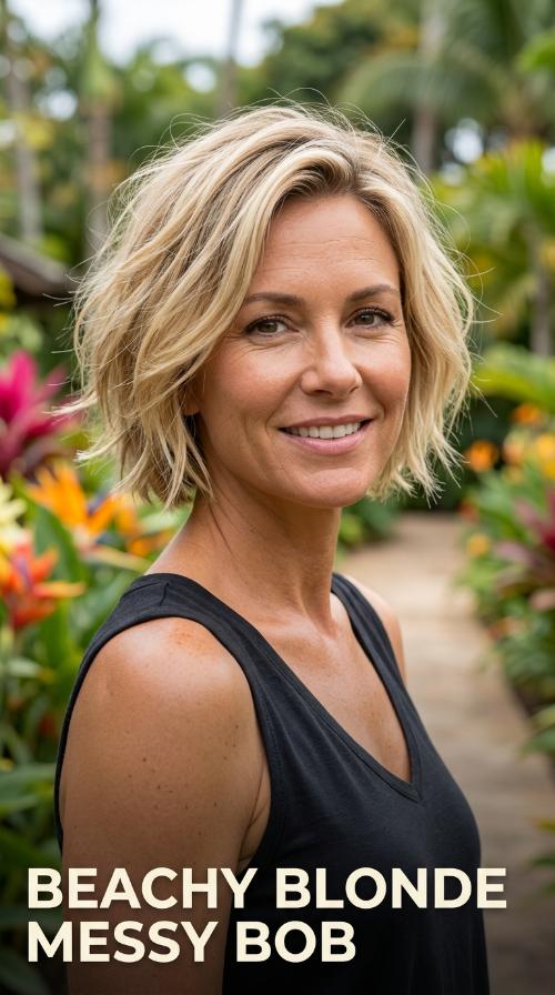 Beachy Blonde Messy Bob