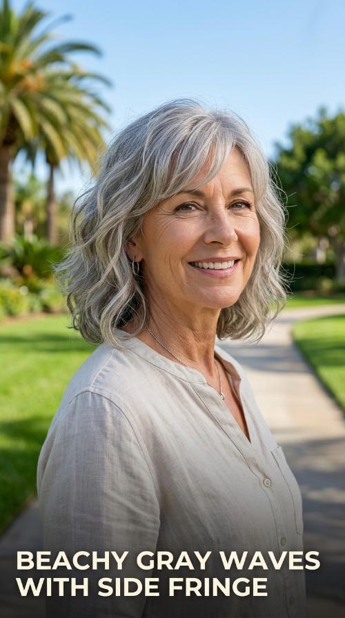 Beachy Gray Waves with Side Fringe