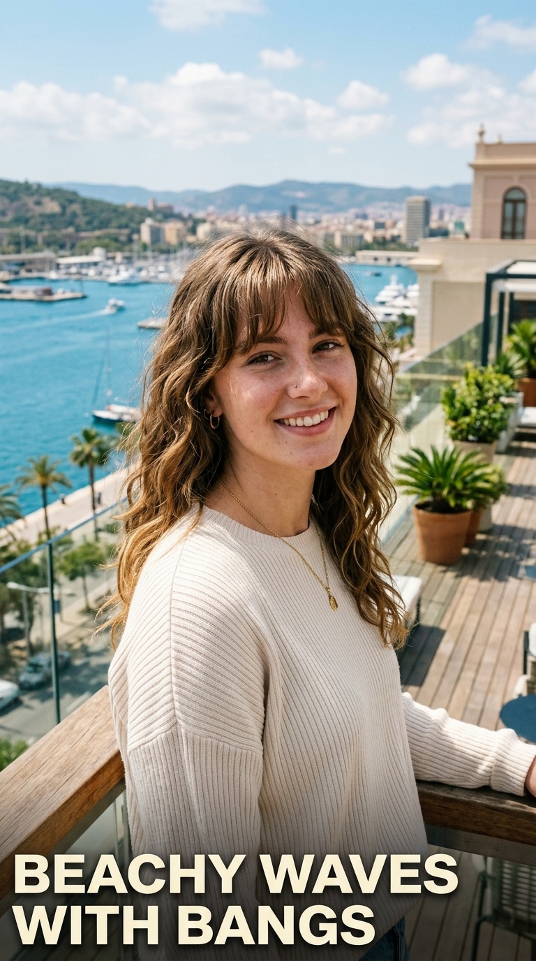Beachy Waves with Bangs