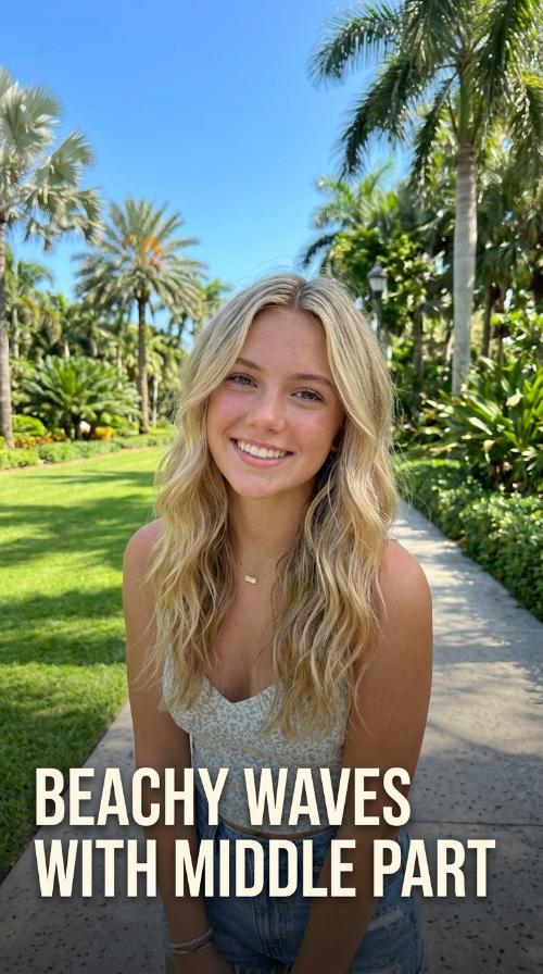 Beachy Waves with Middle Part