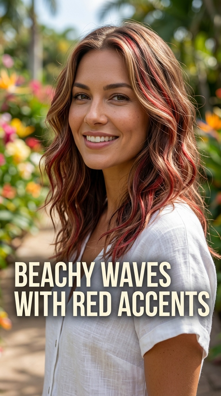Beachy Waves with Red Accents