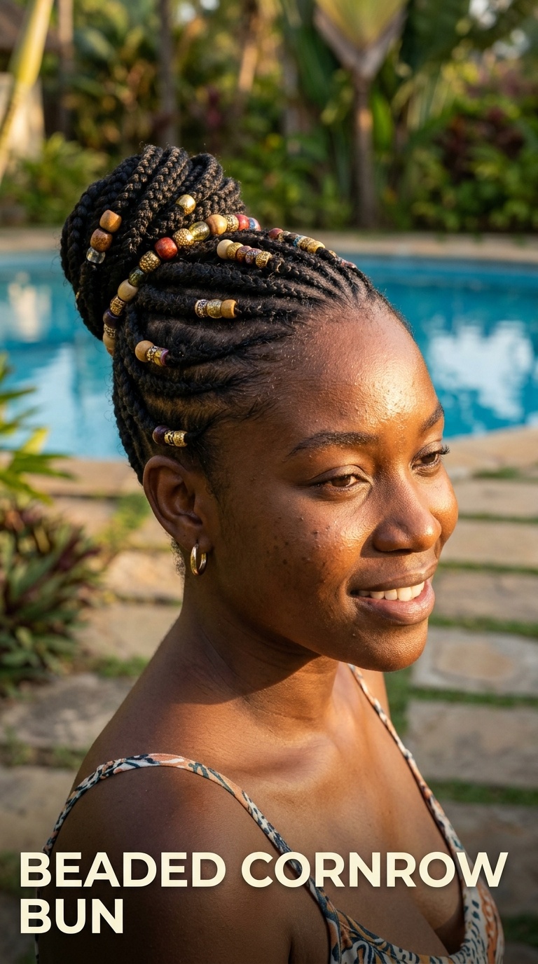 Beaded Cornrow Bun