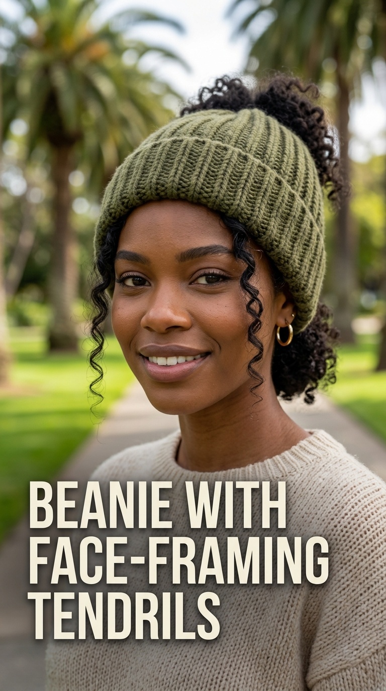 Beanie with Face-Framing Tendrils