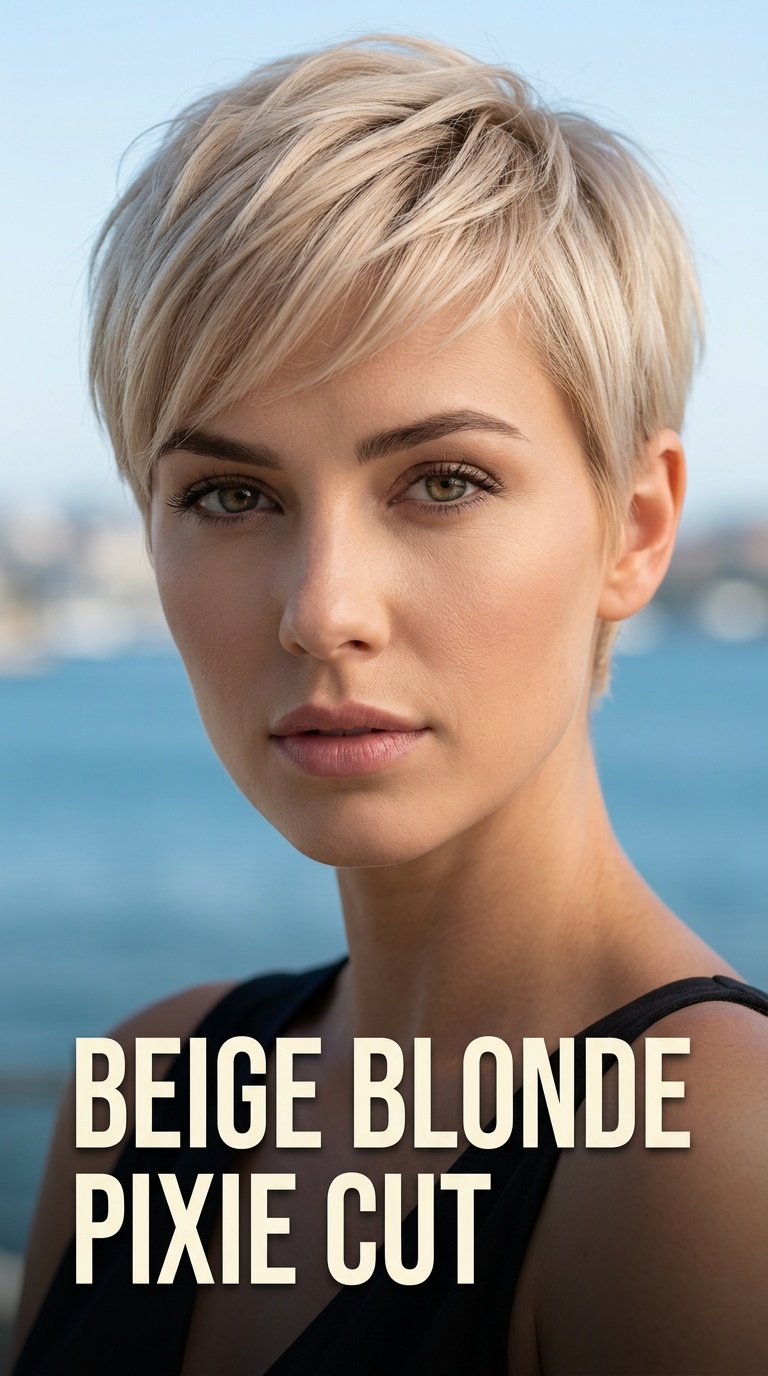 Beige Blonde Pixie Cut