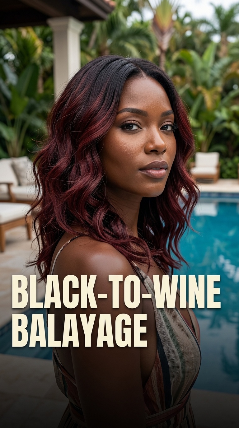Black-to-Wine Balayage