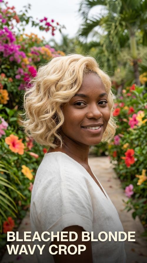 Bleached Blonde Wavy Crop