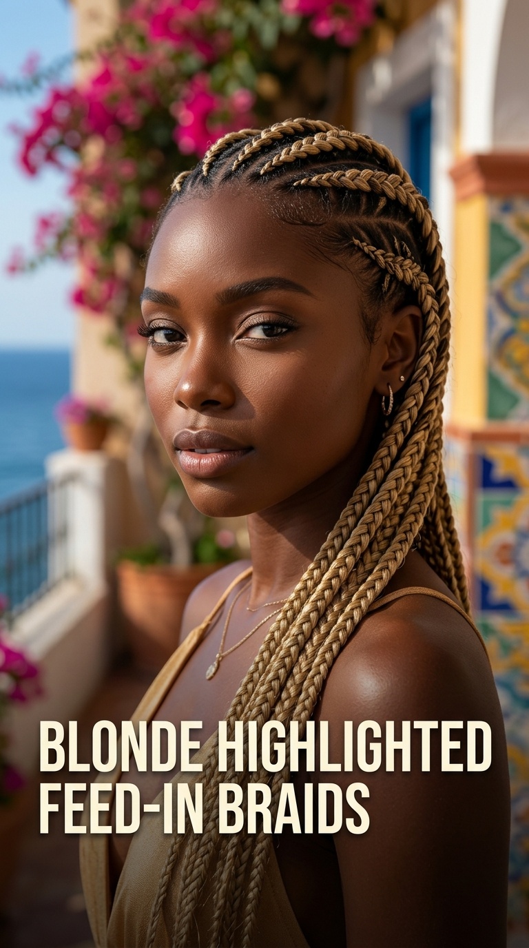 Blonde Highlighted Feed-in Braids