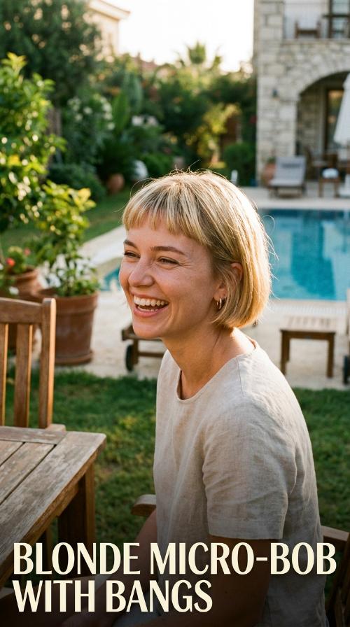 Blonde Micro-Bob with Bangs