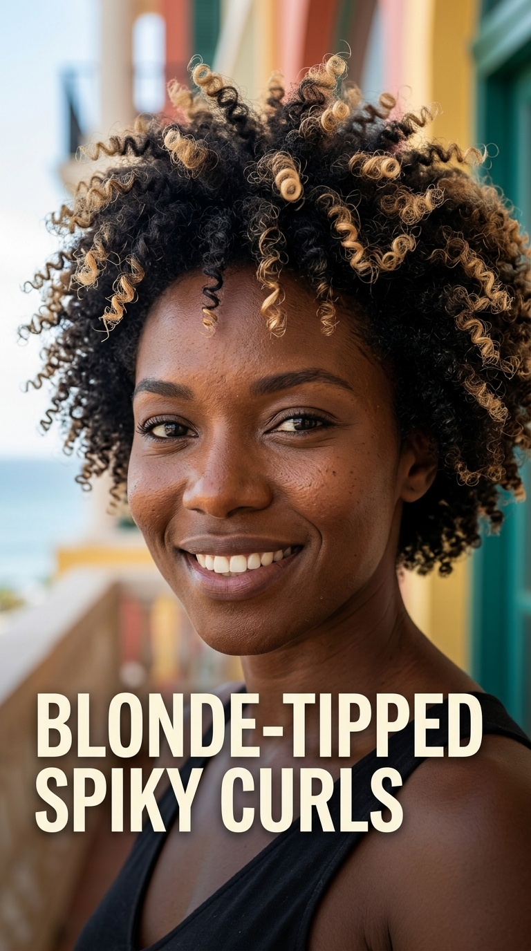 Blonde-Tipped Spiky Curls