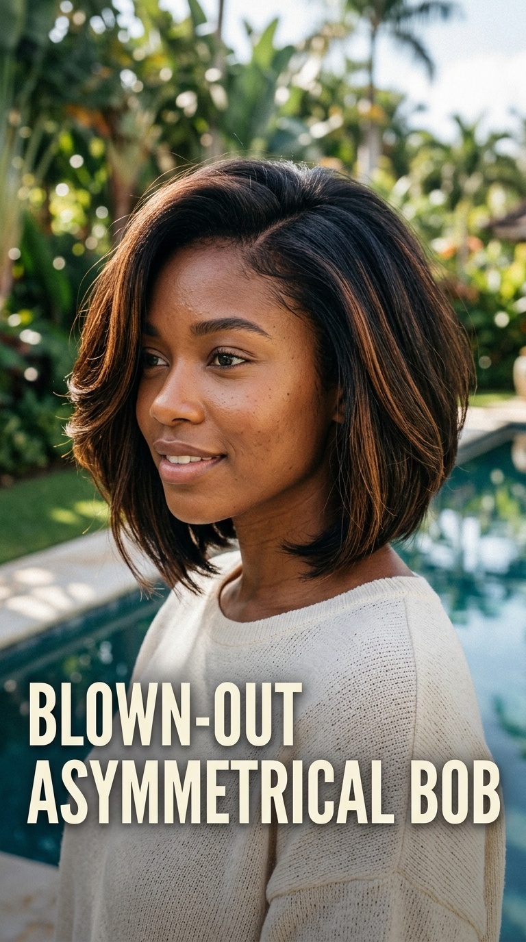 Blown-Out Asymmetrical Bob