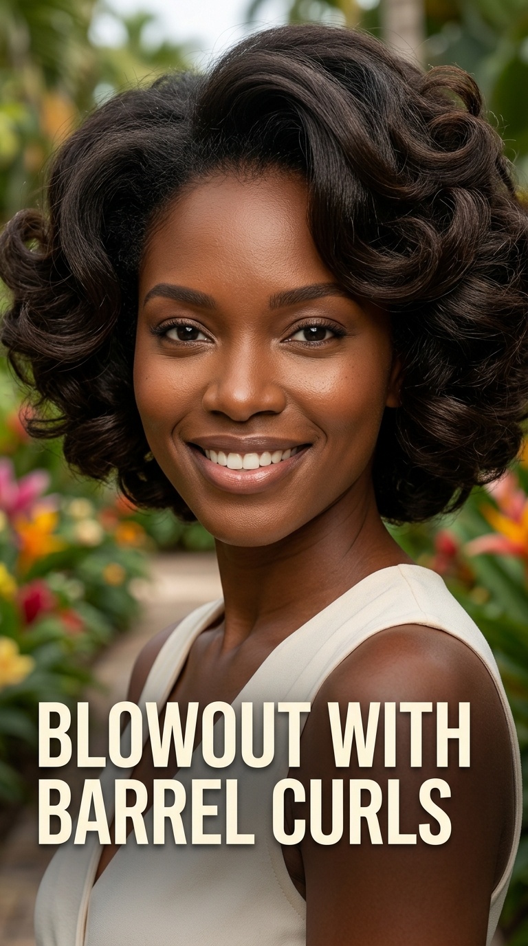 Blowout with Barrel Curls