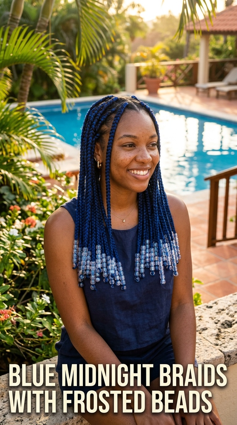 Blue Midnight Braids with Frosted Beads
