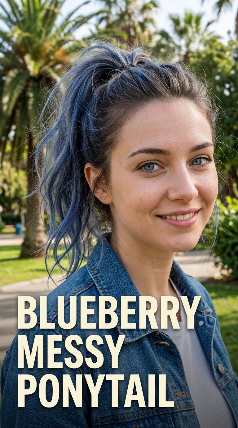 Blueberry Messy Ponytail
