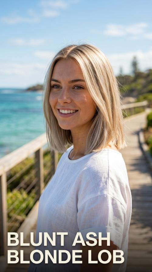 Blunt Ash Blonde Lob