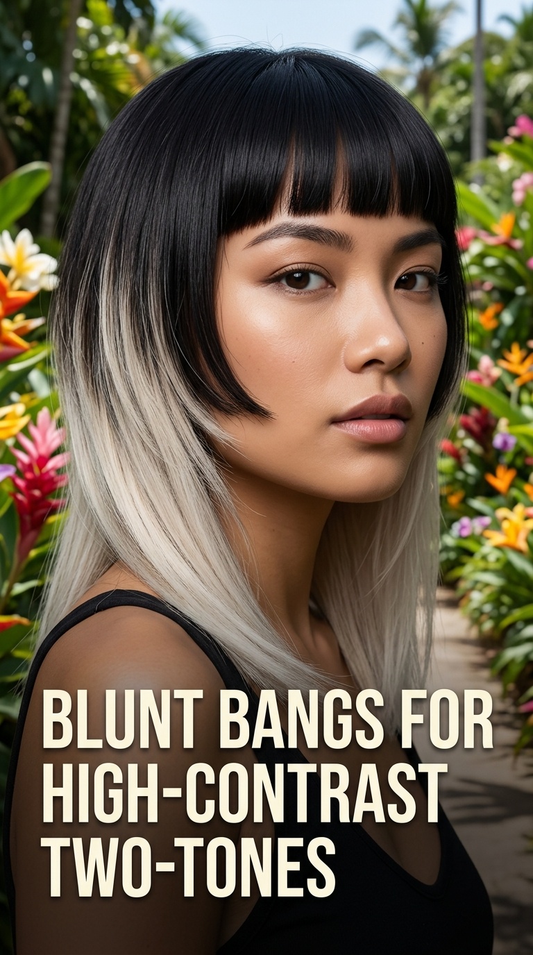 Blunt Bangs for High-Contrast Two-Tones