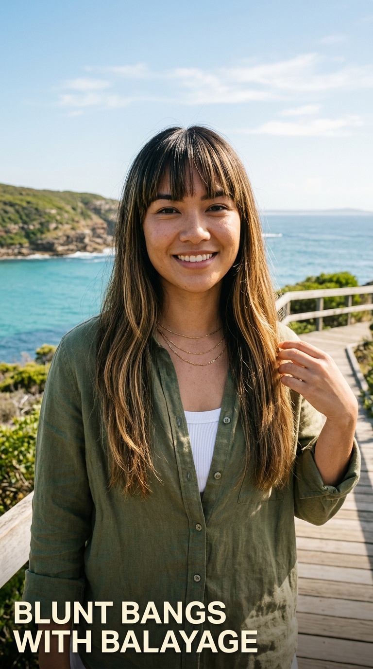 Blunt Bangs with Balayage