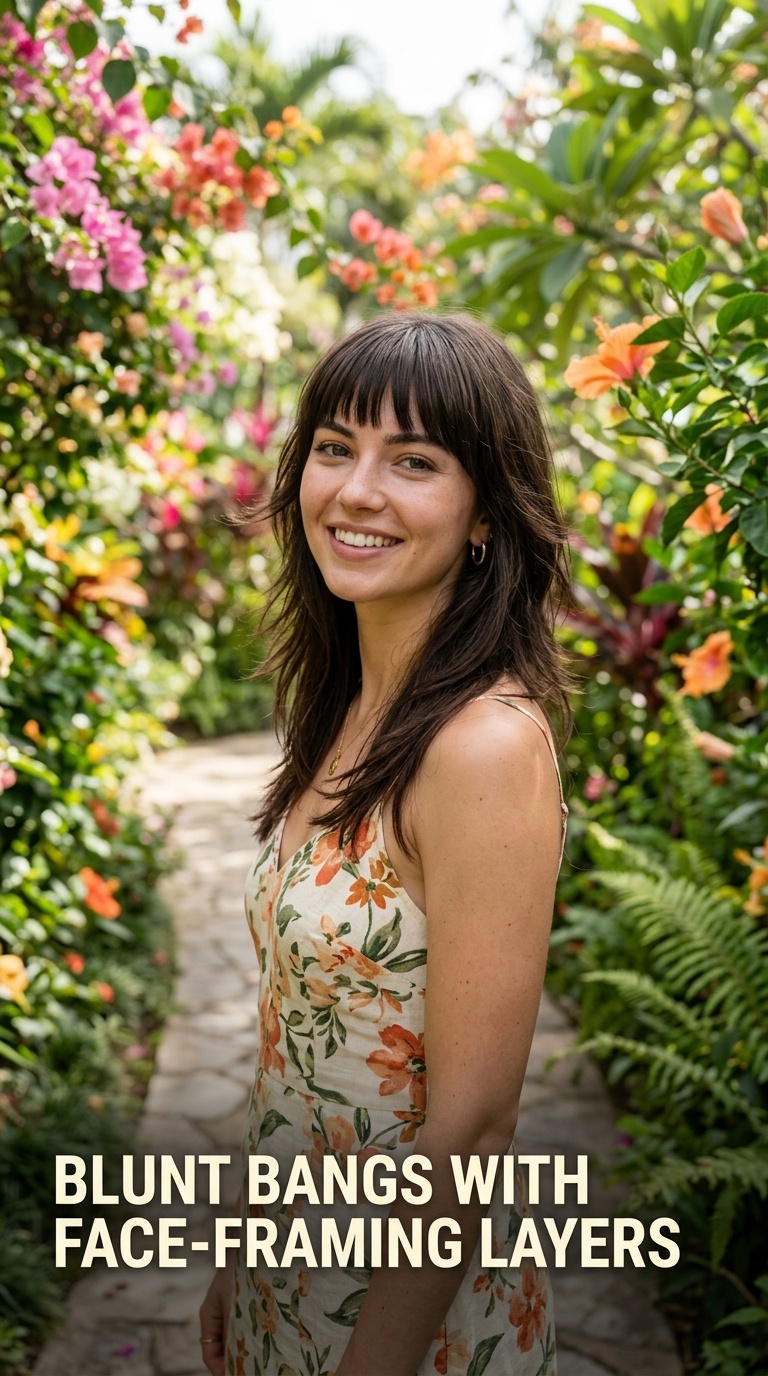 Blunt Bangs with Face-Framing Layers