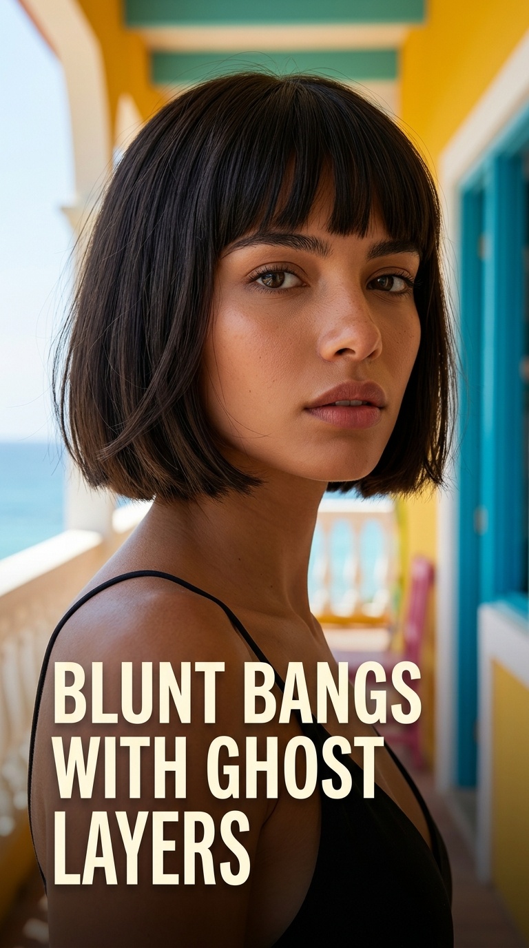 Blunt Bangs with Ghost Layers