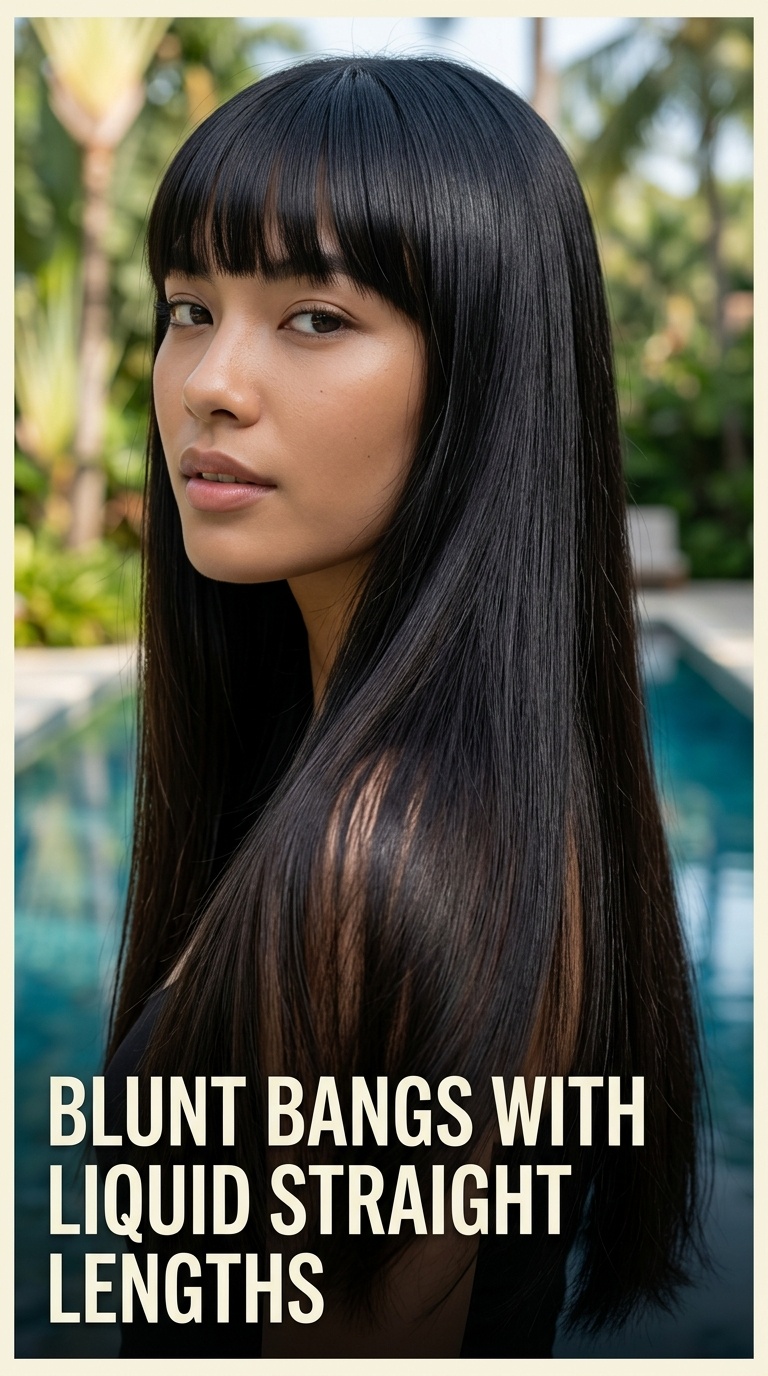 Blunt Bangs with Liquid Straight Lengths