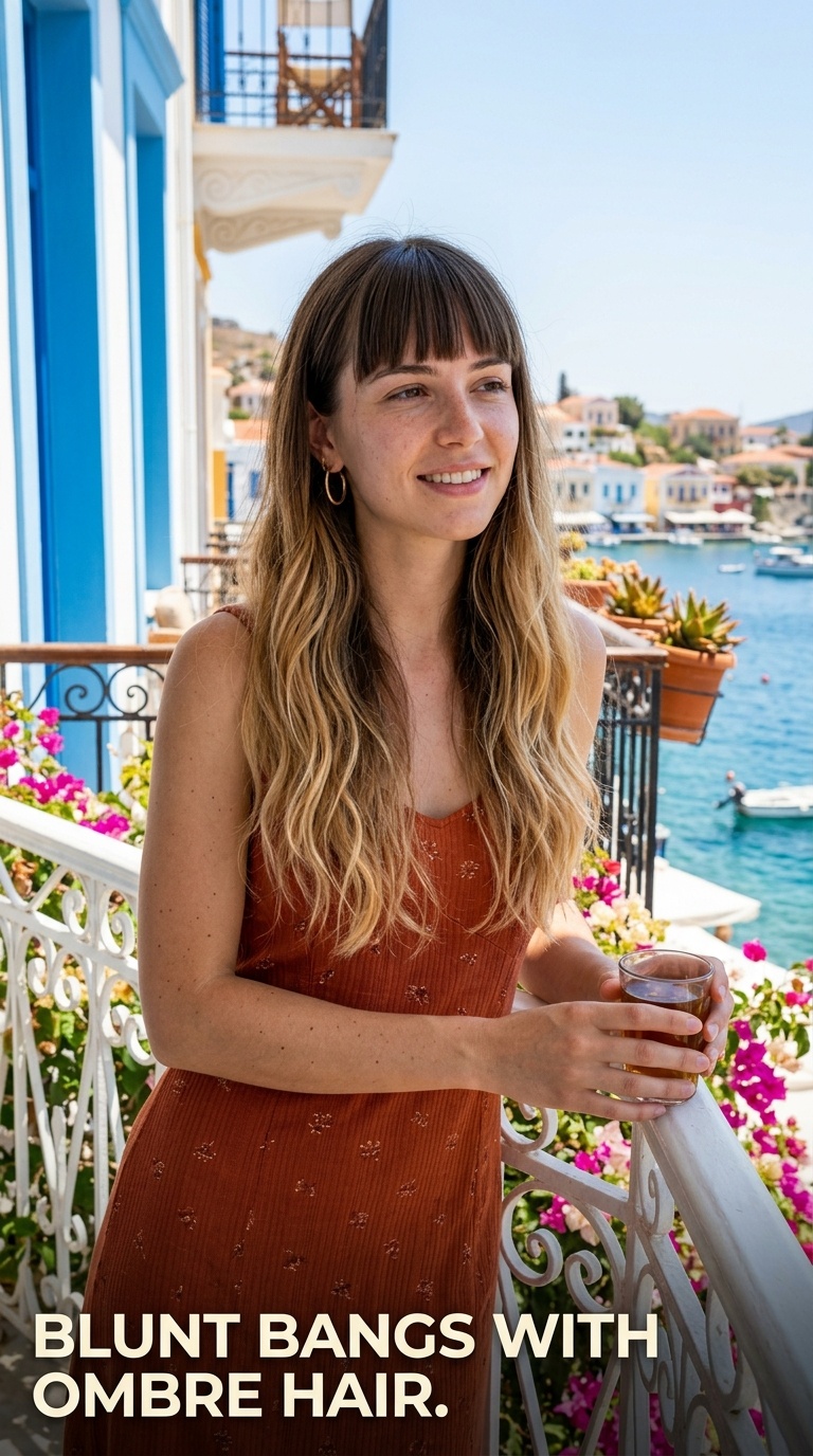 Blunt Bangs with Ombre Hair