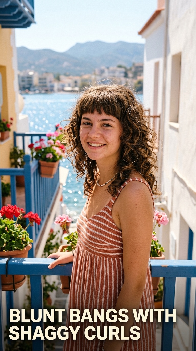 Blunt Bangs with Shaggy Curls