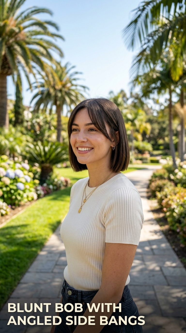 Blunt Bob with Angled Side Bangs