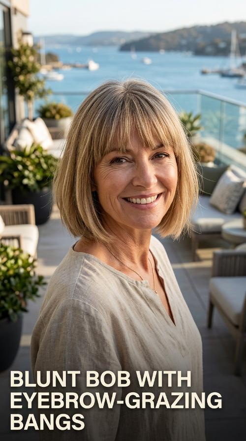 Blunt Bob with Eyebrow-Grazing Bangs