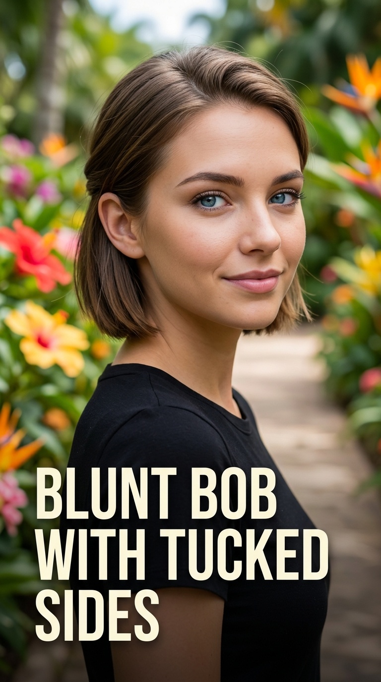 Blunt Bob with Tucked Sides