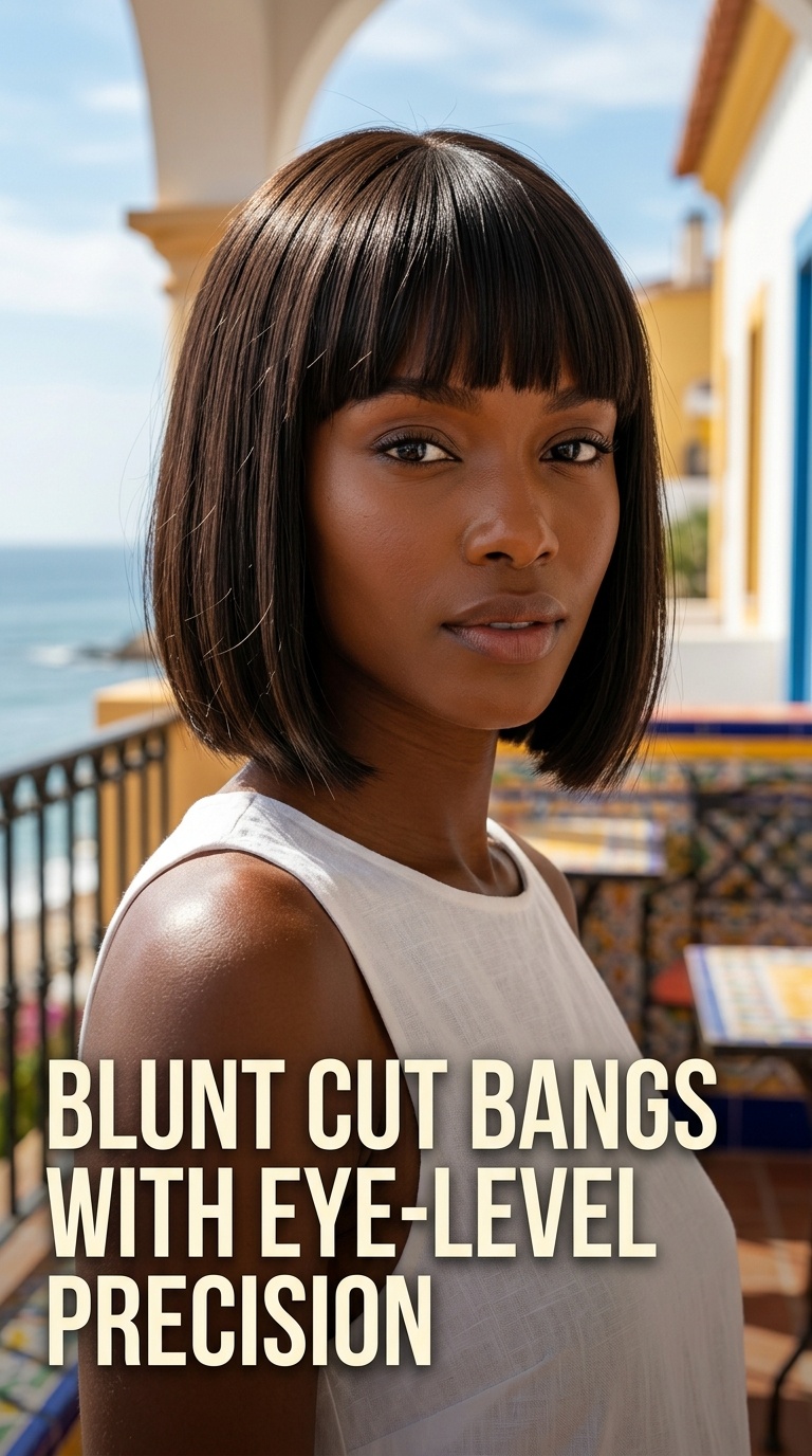 Blunt Cut Bangs with Eye-Level Precision