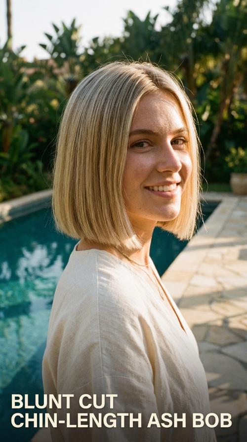 Blunt Cut Chin-Length Ash Bob